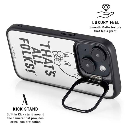 Looney Tunes Porky Thats All Folks Grid iPhone 14 Kickstand Case